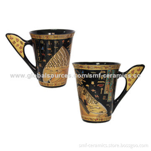 12oz Ceramic Mug, Golden Decal Design, Customized Designs, Various Colors and ShapesNew